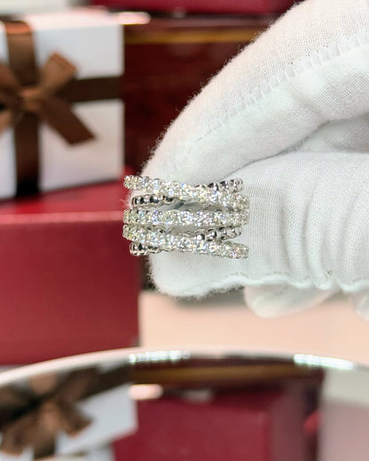 Interlocking Rings Design 14k White Gold Diamond Ring