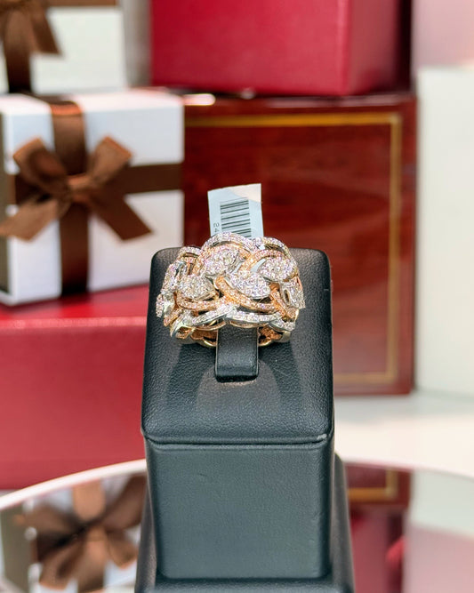 Laurel Wreath Design 14k Rose Gold Diamond Ring
