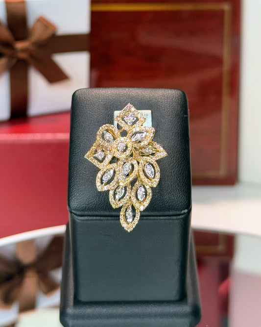 Cascade Bouquet Design 14k Yellow Gold Diamond Ring