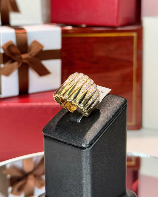 Waterfall Design 14k Yellow Gold Diamond Pave Ring