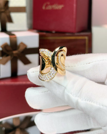 14k Yellow Gold Diamond Paved Fashion Ring
