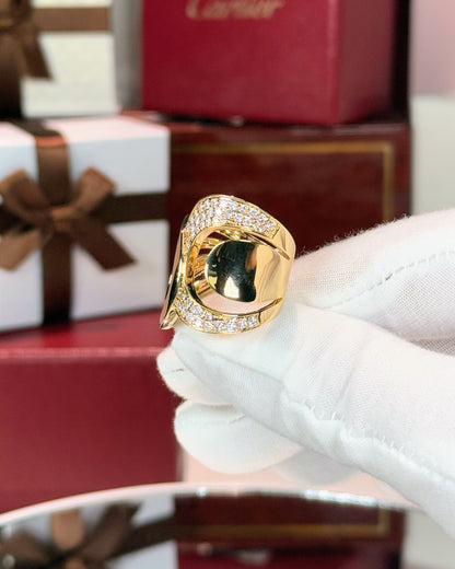 14k Yellow Gold Diamond Paved Fashion Ring