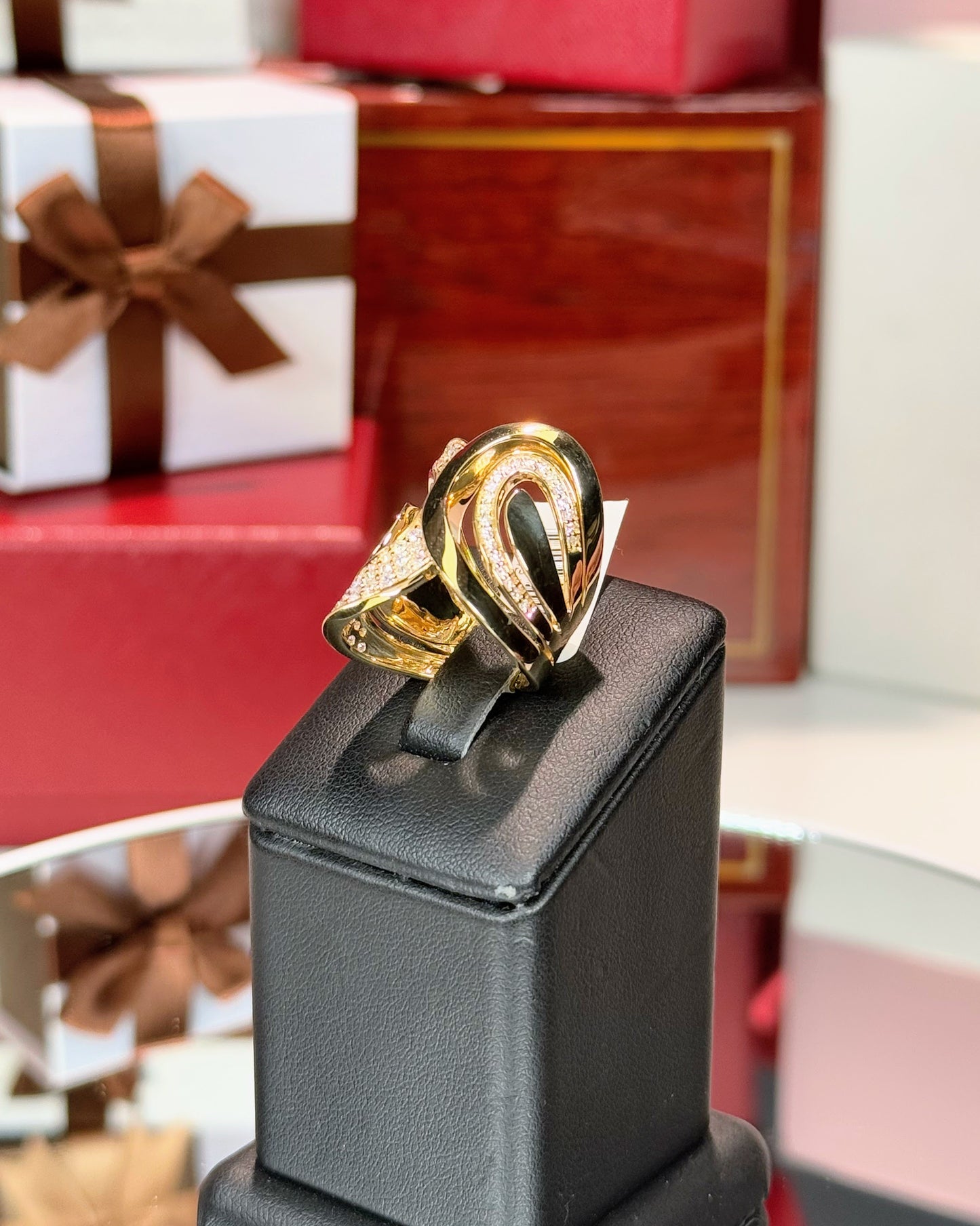 14k Yellow Gold Diamond Paved Fashion Ring
