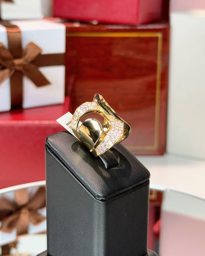 14k Yellow Gold Diamond Paved Fashion Ring