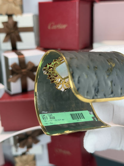 18k Yellow Gold Filigree Blackened Wristband