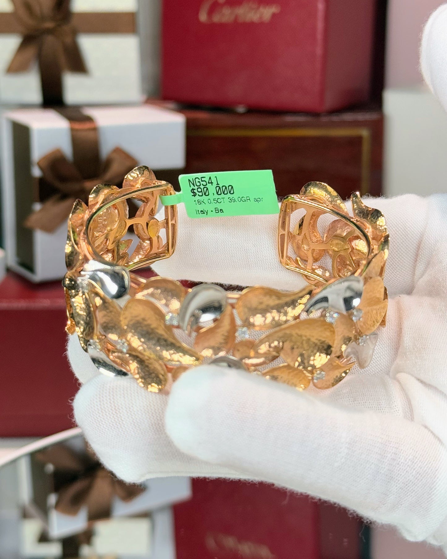 Rose Gold and White Gold Droplets 18k Rose Gold Bracelet
