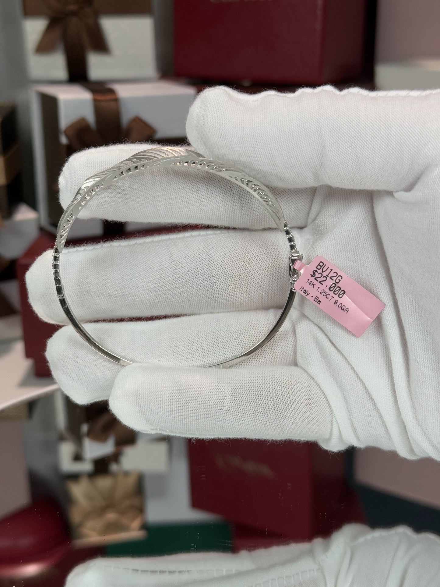 14k White Gold Pattern Bracelet