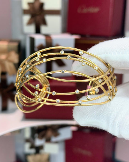14k Yellow Gold and Diamond Bangle