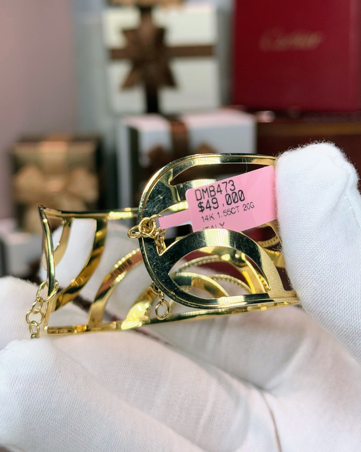 14k Yellow Gold and Diamond Bangle