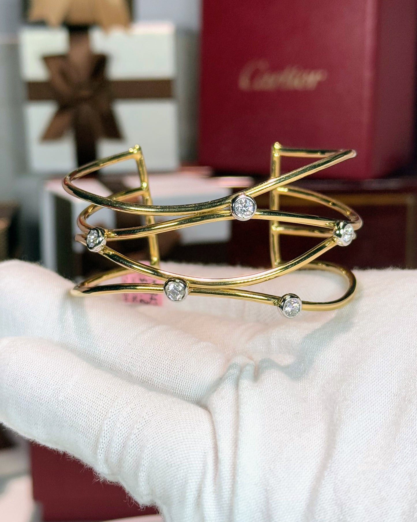 14k Yellow Gold Diamond Bangle