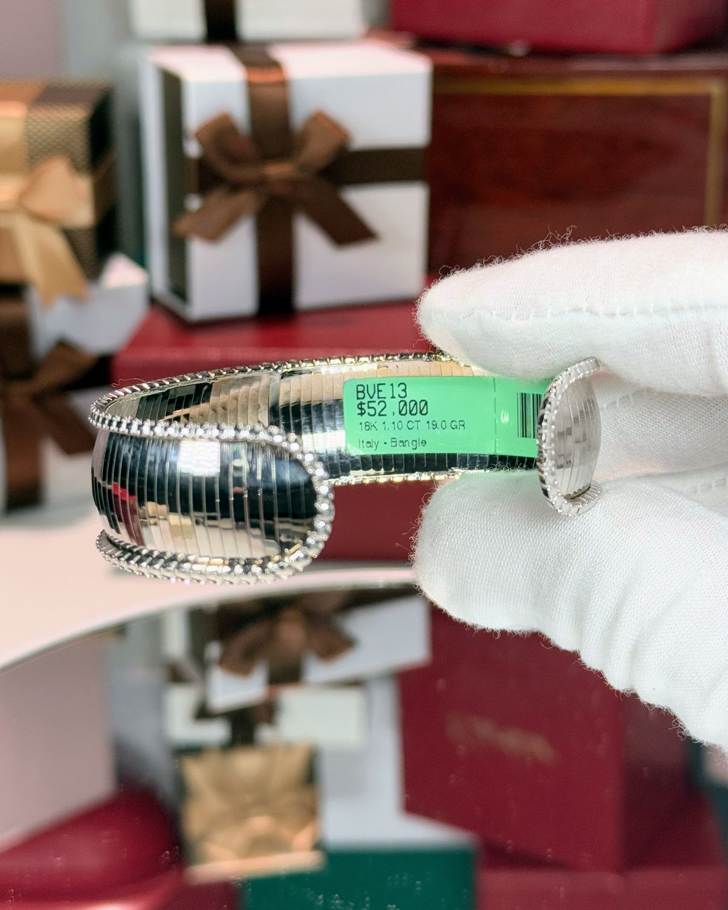 18k White Gold Diamond Cuff Bangle