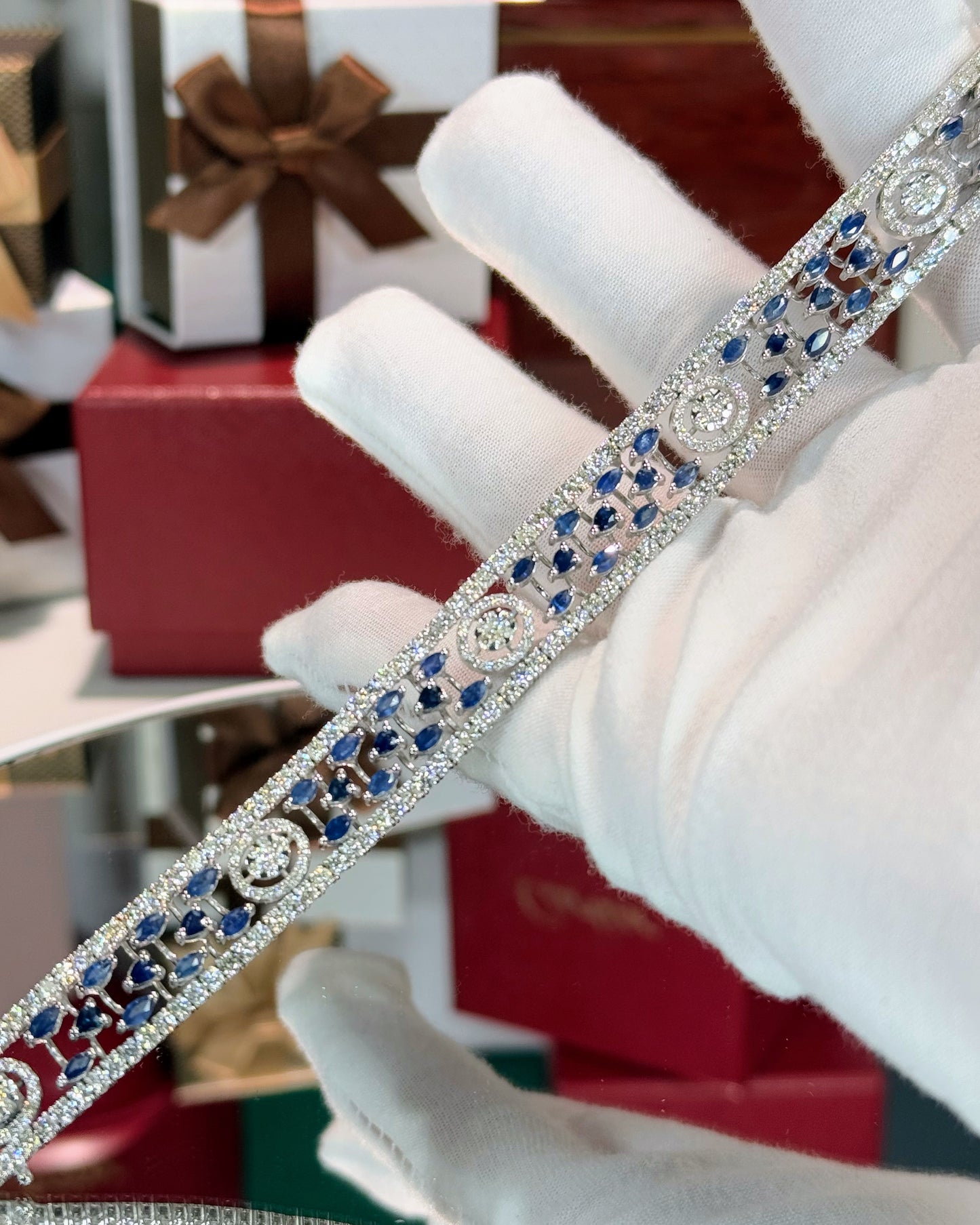 Sapphire and Diamond 14k White Gold  Bracelet