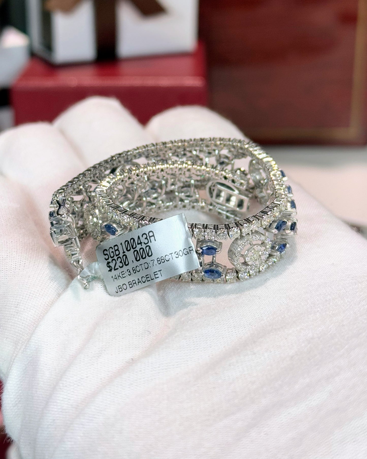 Sapphire and Diamond 14k White Gold  Bracelet