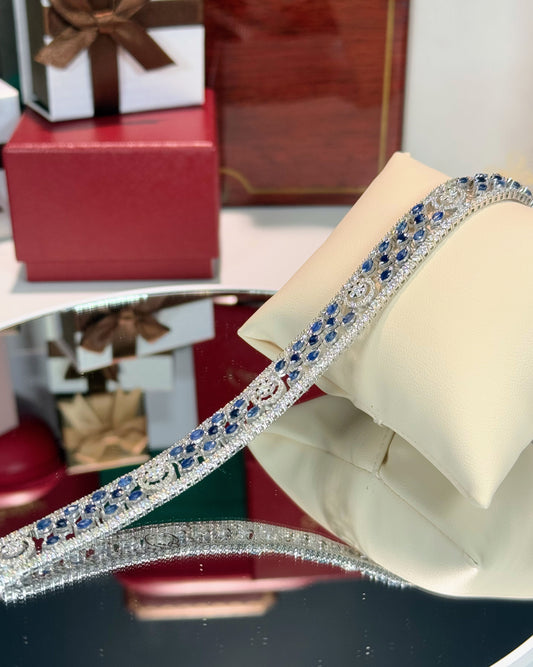 Sapphire and Diamond 14k White Gold  Bracelet