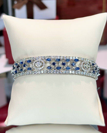 Sapphire and Diamond 14k White Gold  Bracelet