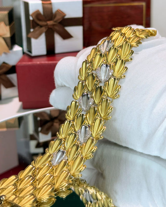 14k Yellow Gold Dragon Scales Diamond Bracelet