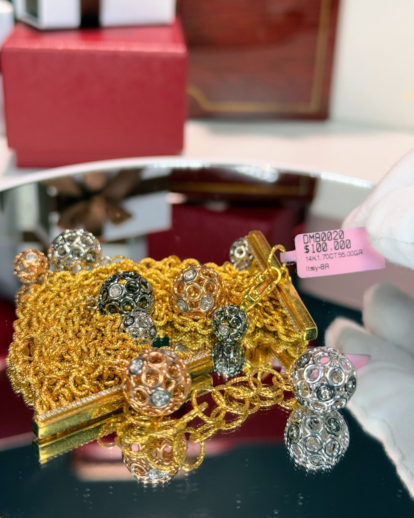 Multi-layered Chain and Balls 14k Yellow Gold Bracelet