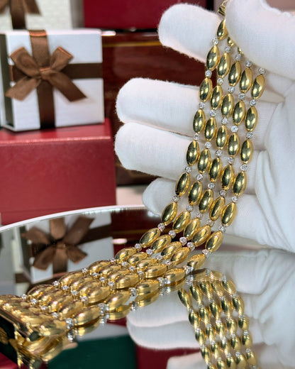 Multi-layer Rice Chain 14k Yellow Gold Bracelet