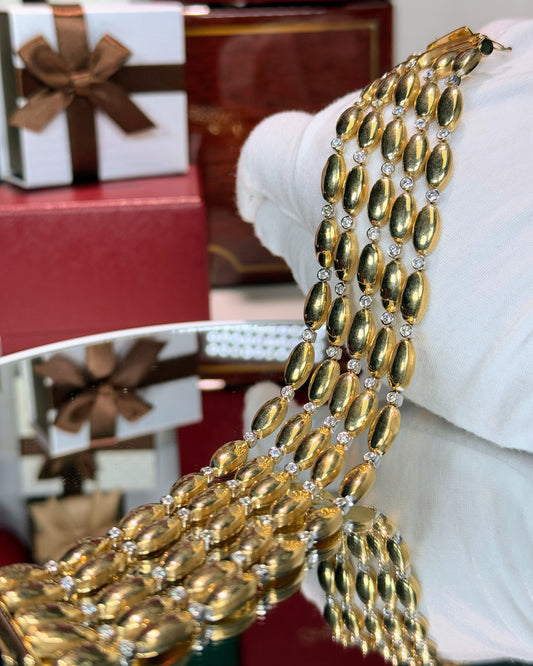 Multi-layer Rice Chain 14k Yellow Gold Bracelet