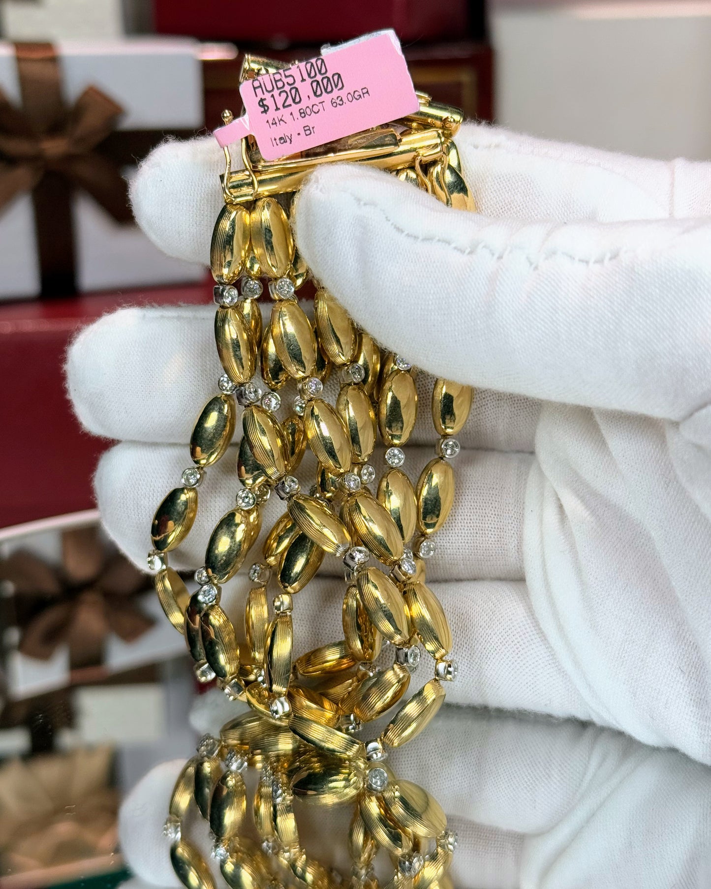 Multi-layer Rice Chain 14k Yellow Gold Bracelet