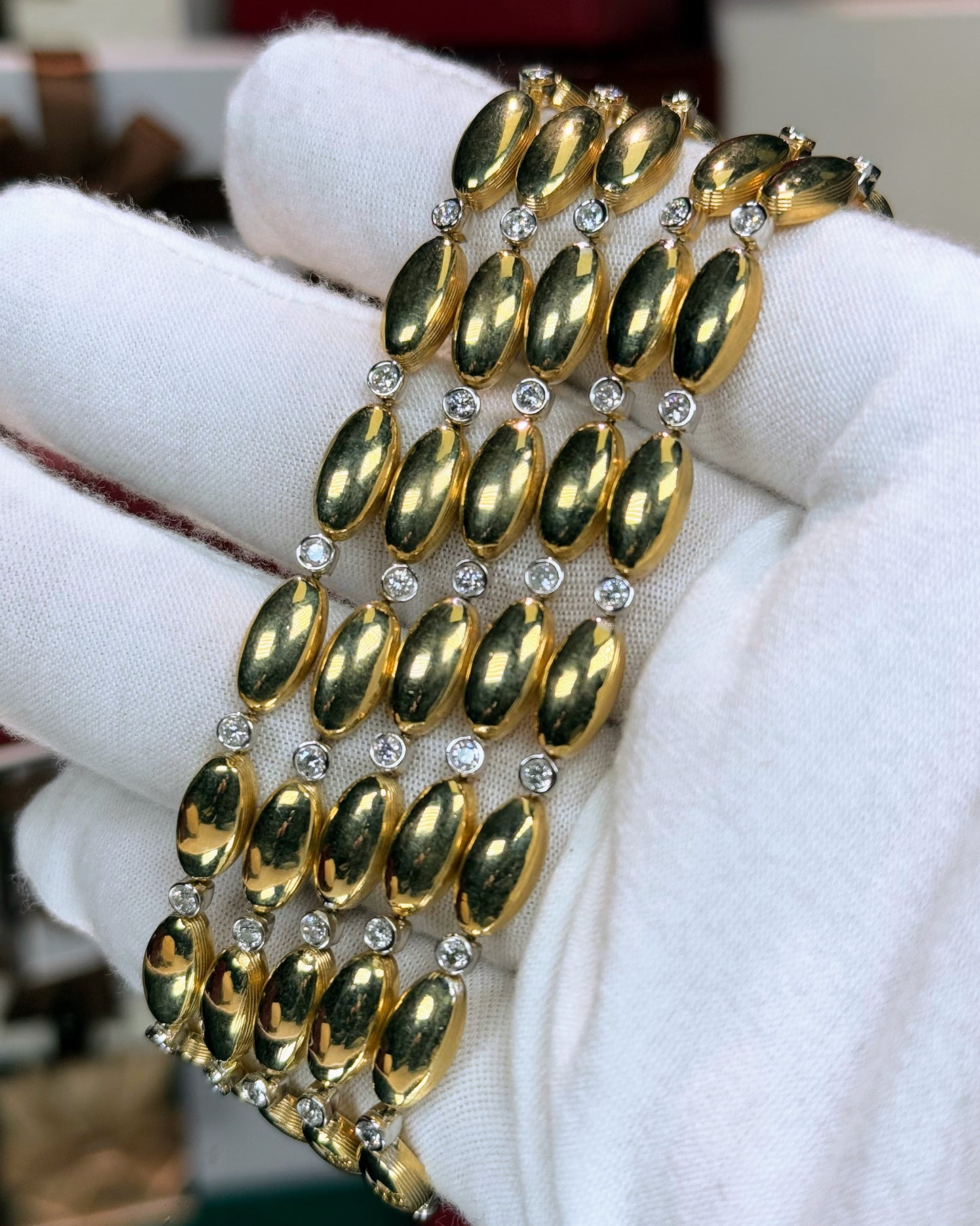 Multi-layer Rice Chain 14k Yellow Gold Bracelet