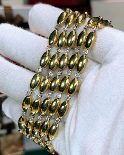 Multi-layer Rice Chain 14k Yellow Gold Bracelet