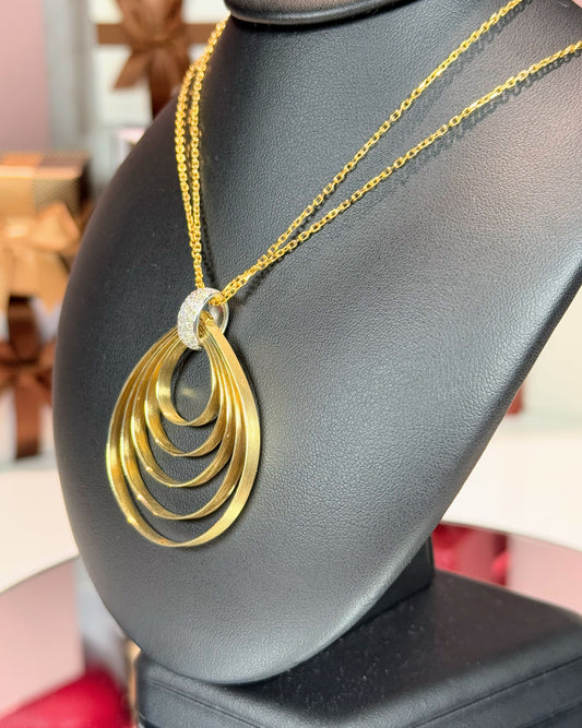 14k Yellow Gold Multi-layered Raindrop Necklace