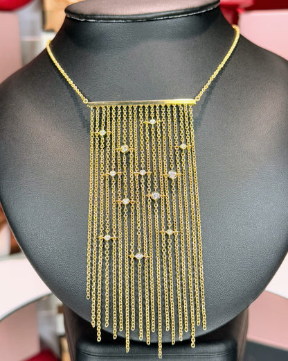 14k Yellow Gold Chain Curtain Necklace