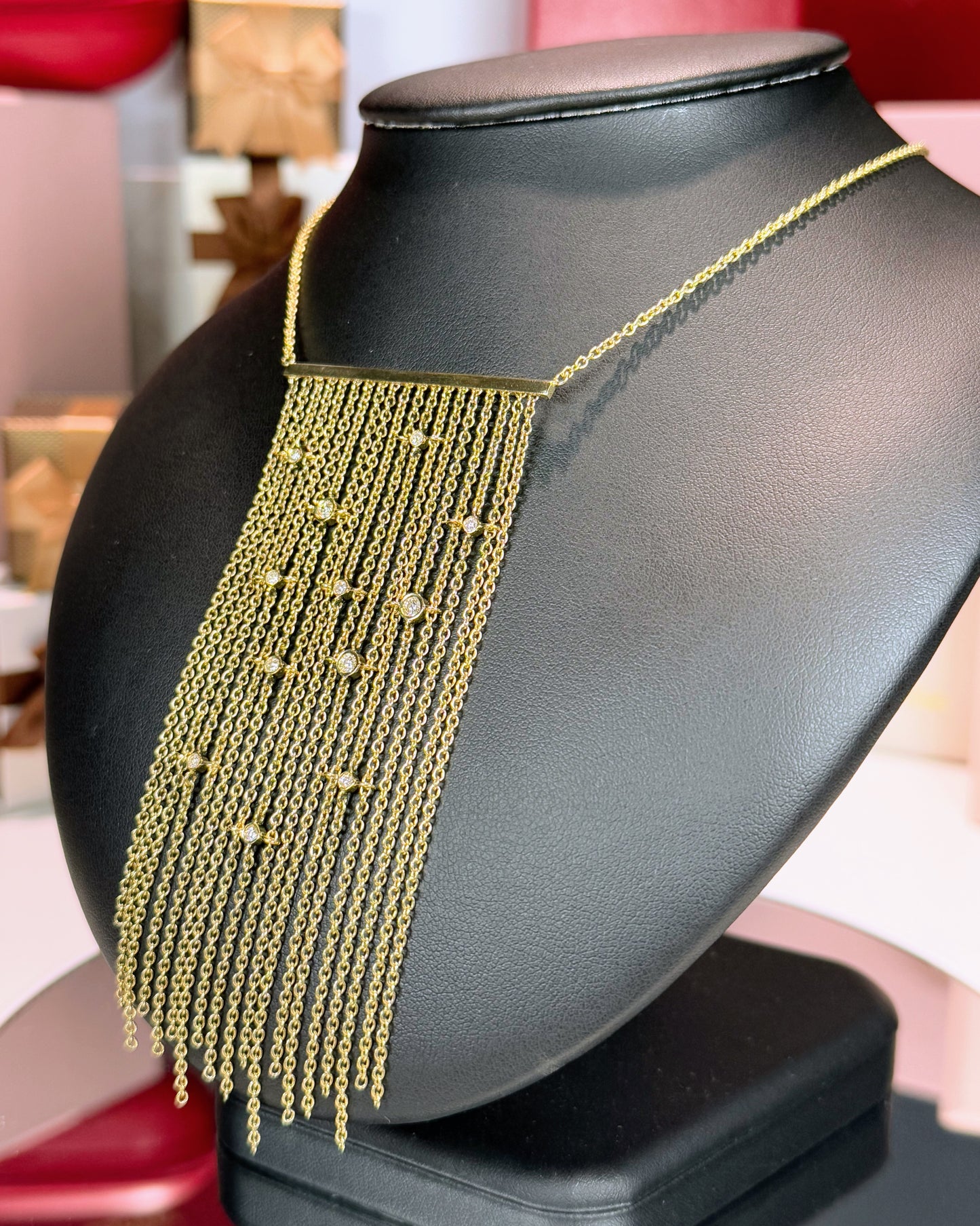 14k Yellow Gold Chain Curtain Necklace