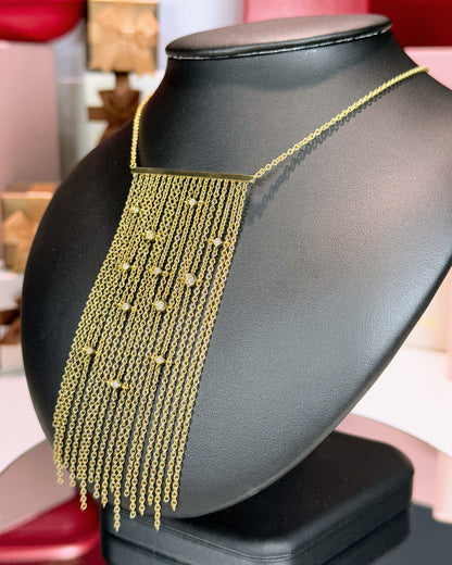 14k Yellow Gold Chain Curtain Necklace