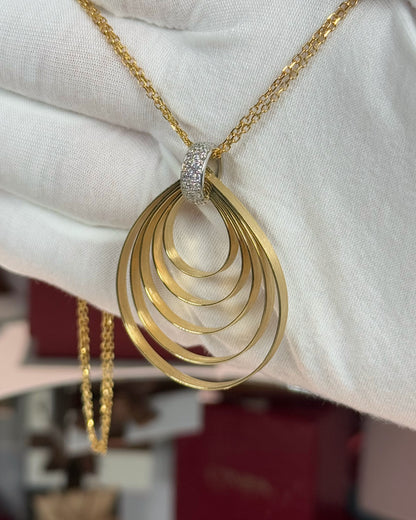 14k Yellow Gold Multi-layered Raindrop Necklace