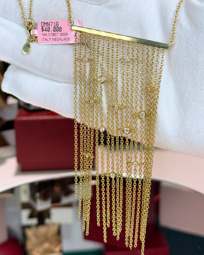 14k Yellow Gold Chain Curtain Necklace