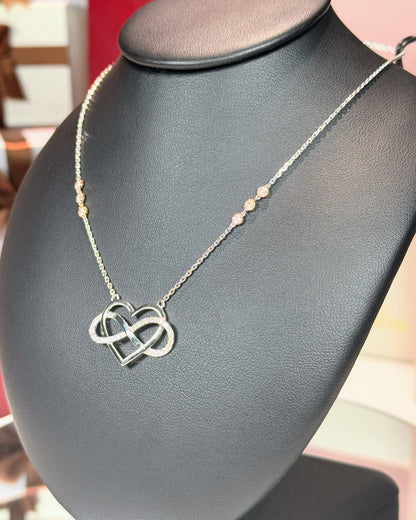 Infinity Heart Diamond Pendant 14k White Gold Necklace