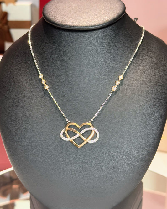 Infinity Heart Diamond Pendant 14k White Gold Necklace