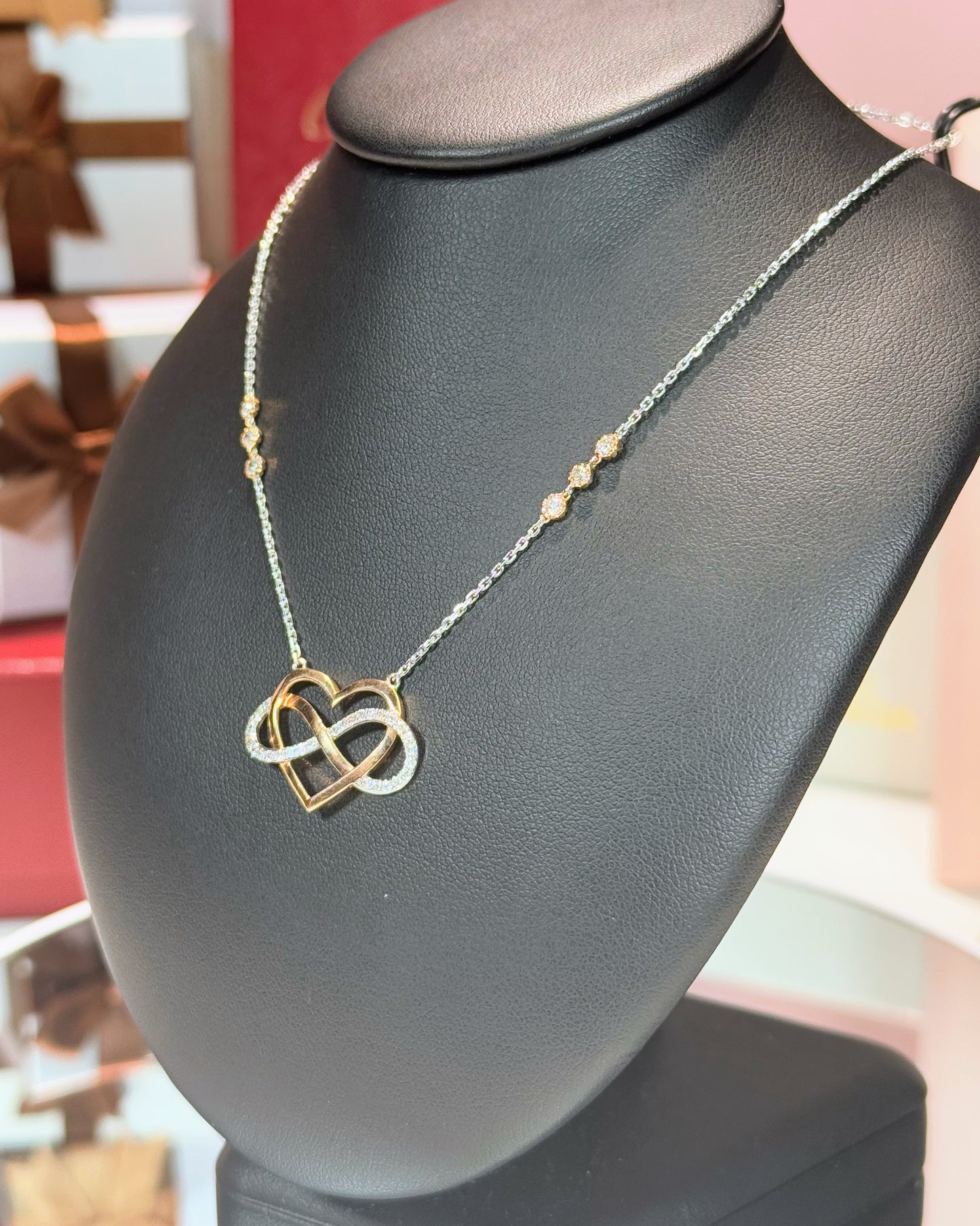 Infinity Heart Diamond Pendant 14k White Gold Necklace