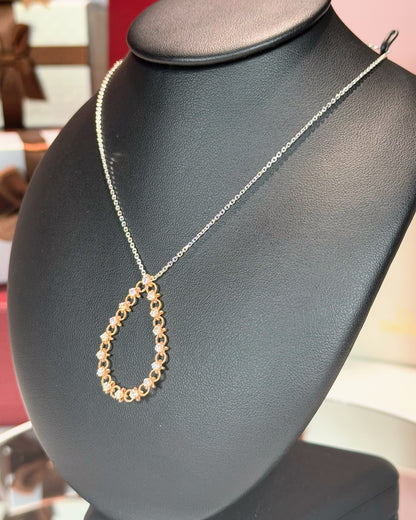 14k Rose Gold Raindrop Diamond Pendant 14k White Gold Necklace