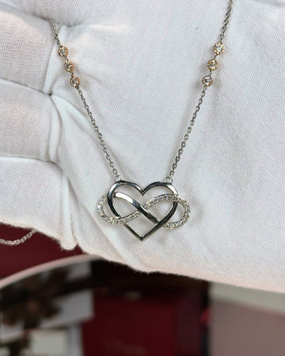 Infinity Heart Diamond Pendant 14k White Gold Necklace