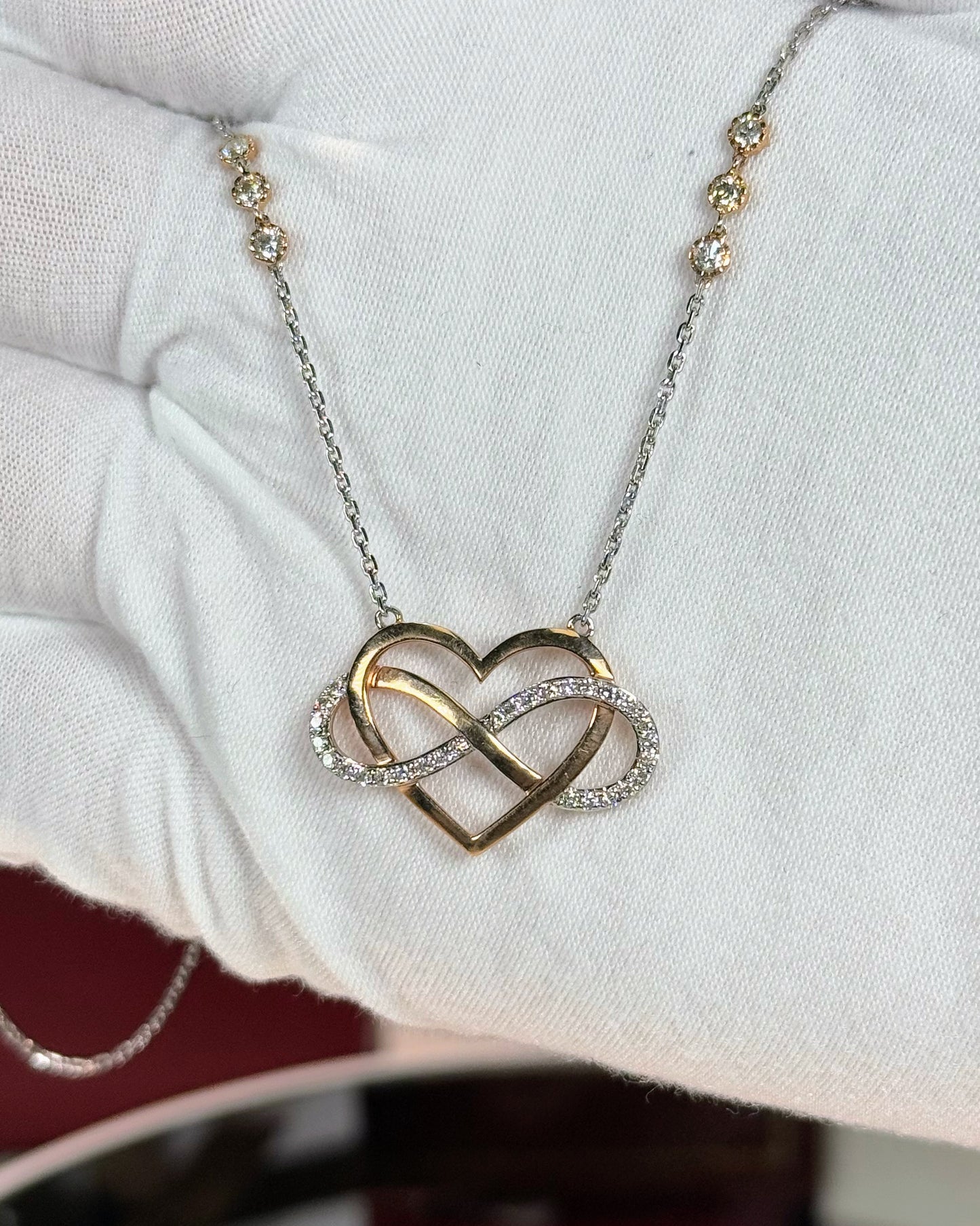 Infinity Heart Diamond Pendant 14k White Gold Necklace