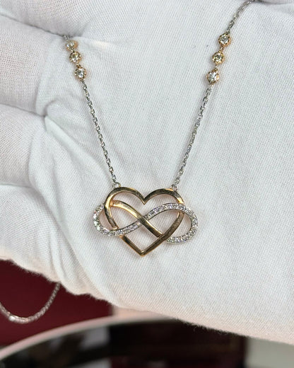 Infinity Heart Diamond Pendant 14k White Gold Necklace