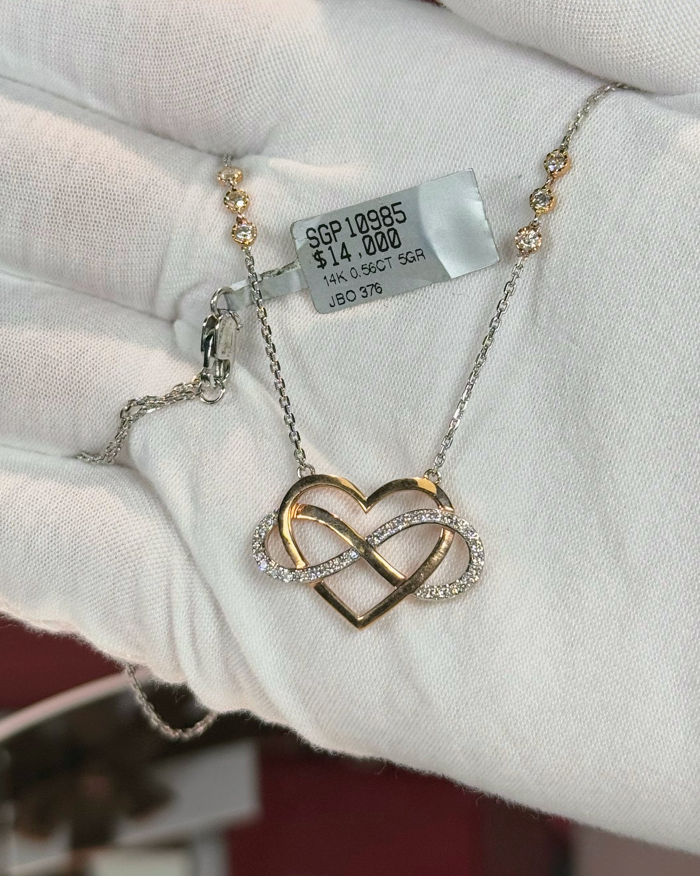 Infinity Heart Diamond Pendant 14k White Gold Necklace
