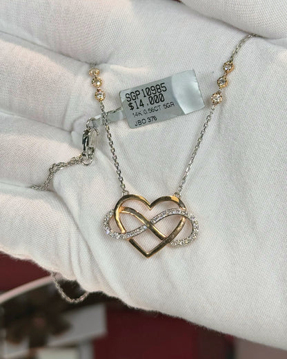 Infinity Heart Diamond Pendant 14k White Gold Necklace