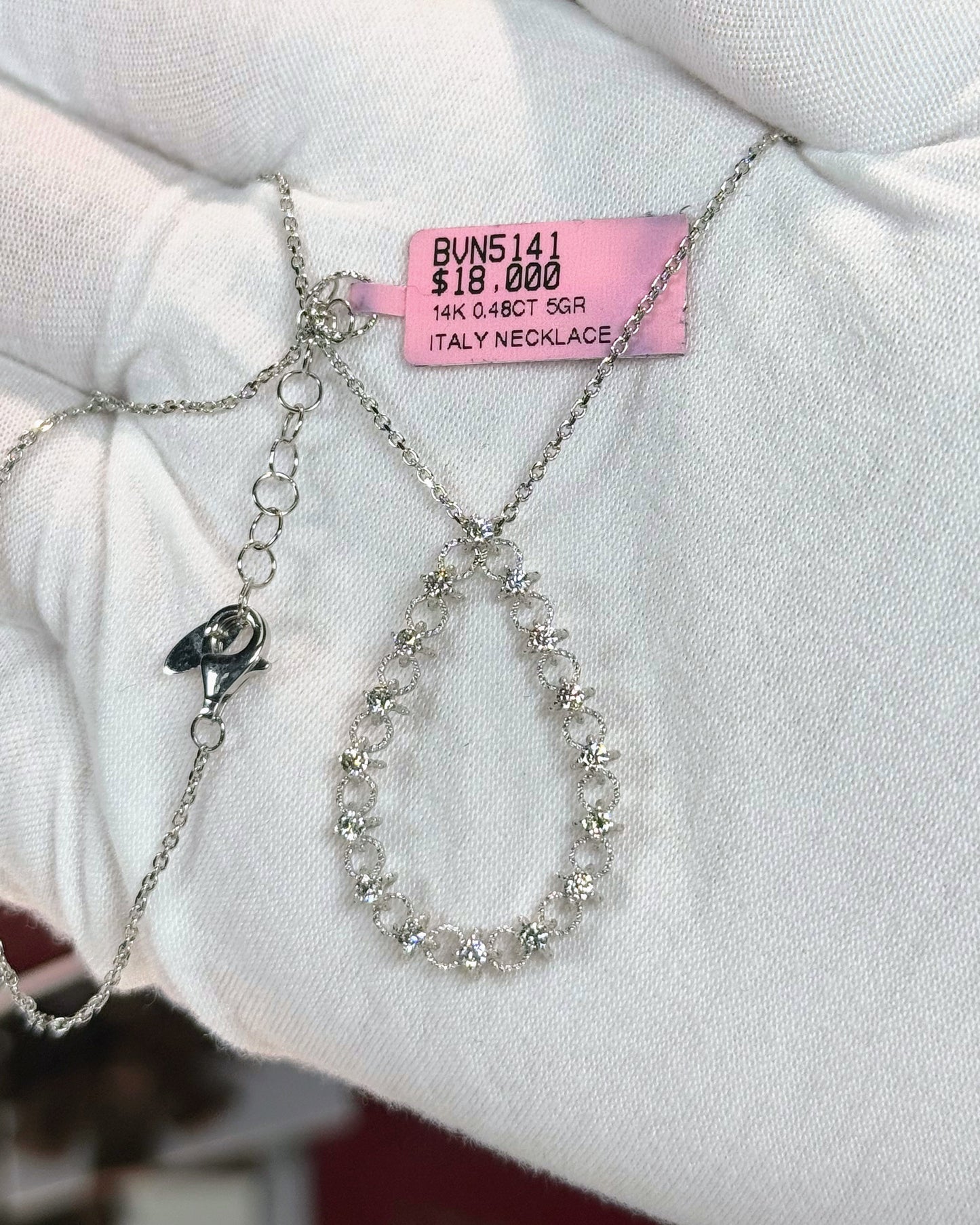 14k Rose Gold Raindrop Diamond Pendant 14k White Gold Necklace