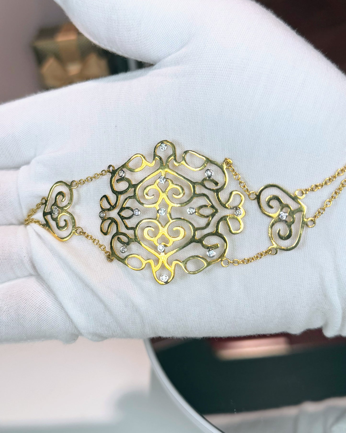 18k Yellow Gold Filigree Bracelet