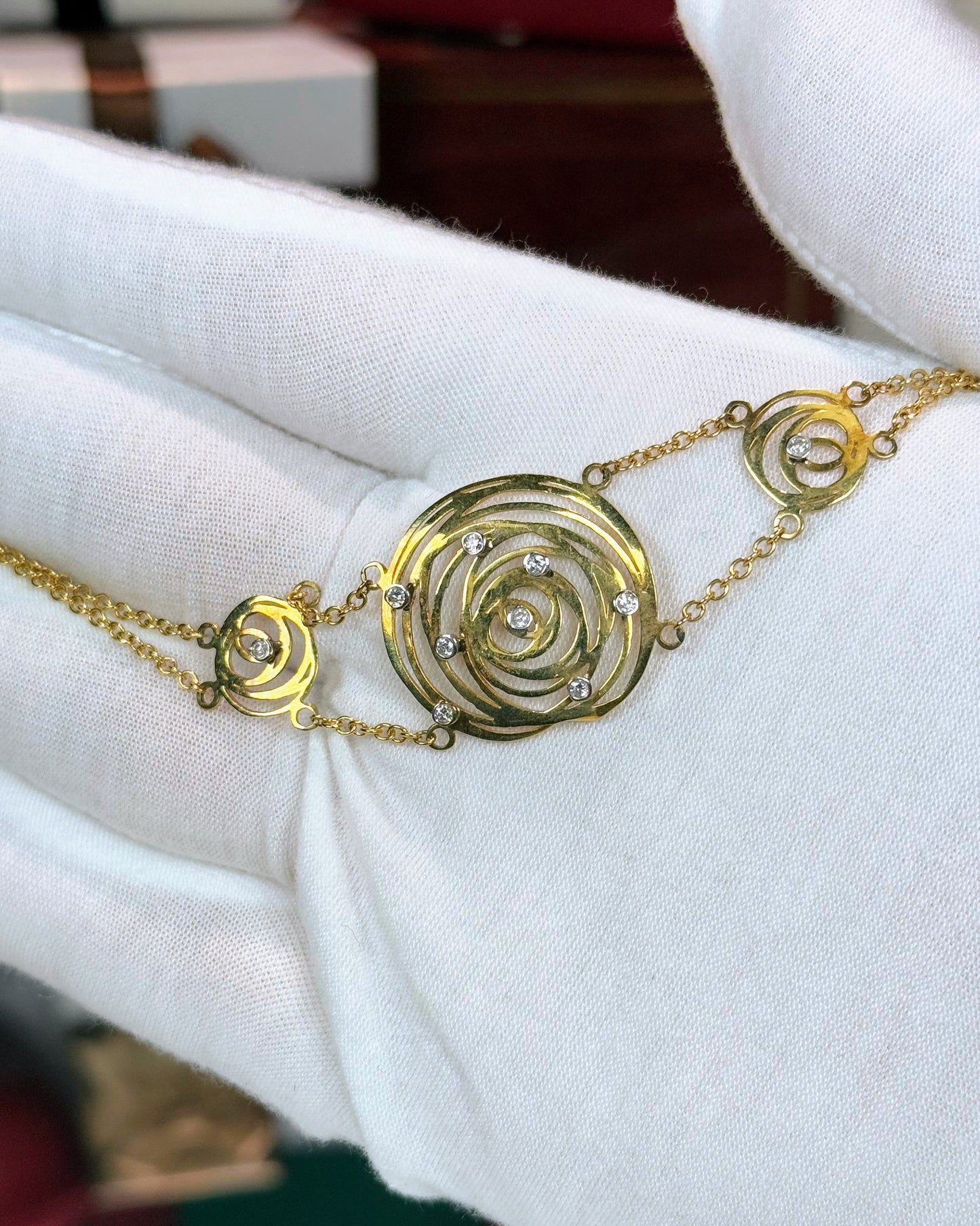 18k Yellow Gold Rose Filigree Bracelet