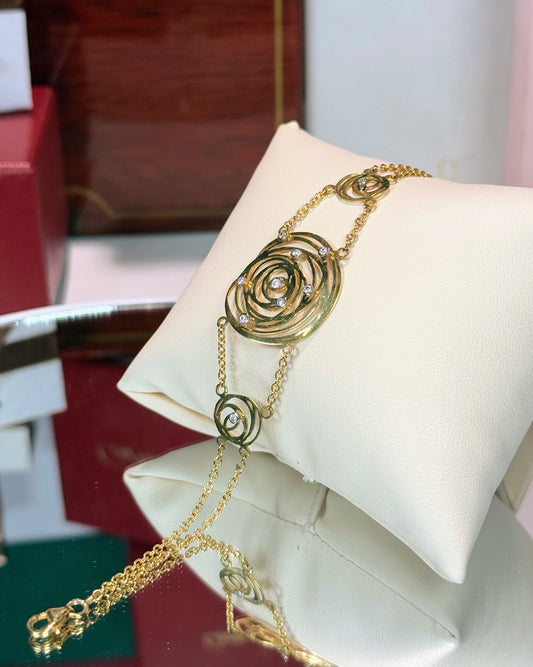 18k Yellow Gold Rose Filigree Bracelet