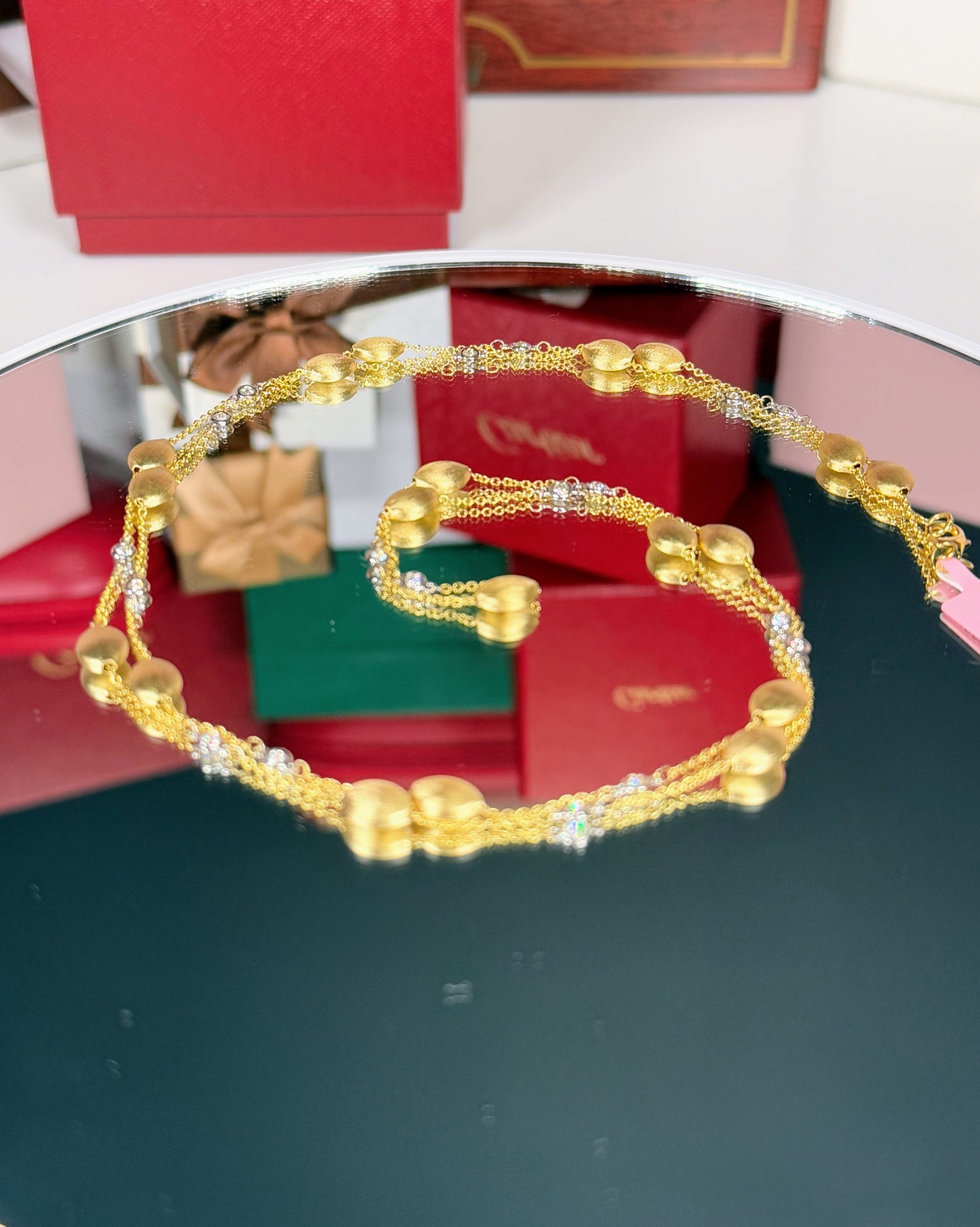14k Yellow Gold Station Necklace