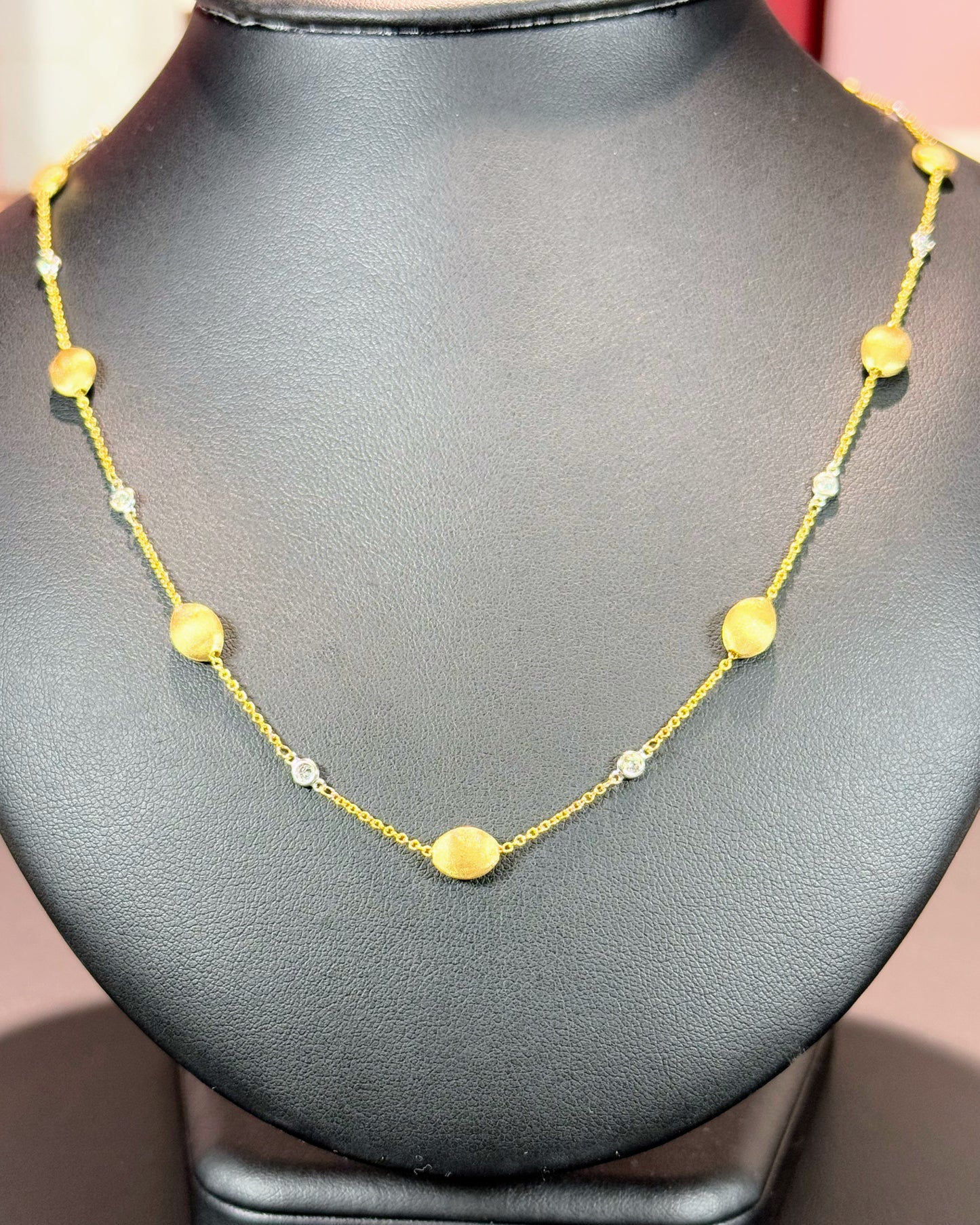 14k Yellow Gold Station Necklace