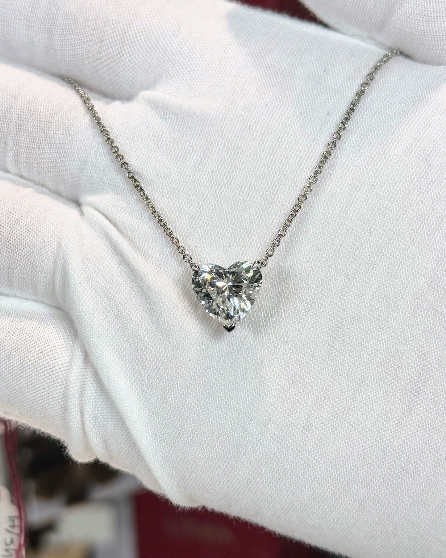 CVD Lab Grown Heart-shape Diamond Pendant 18k White Gold Necklace