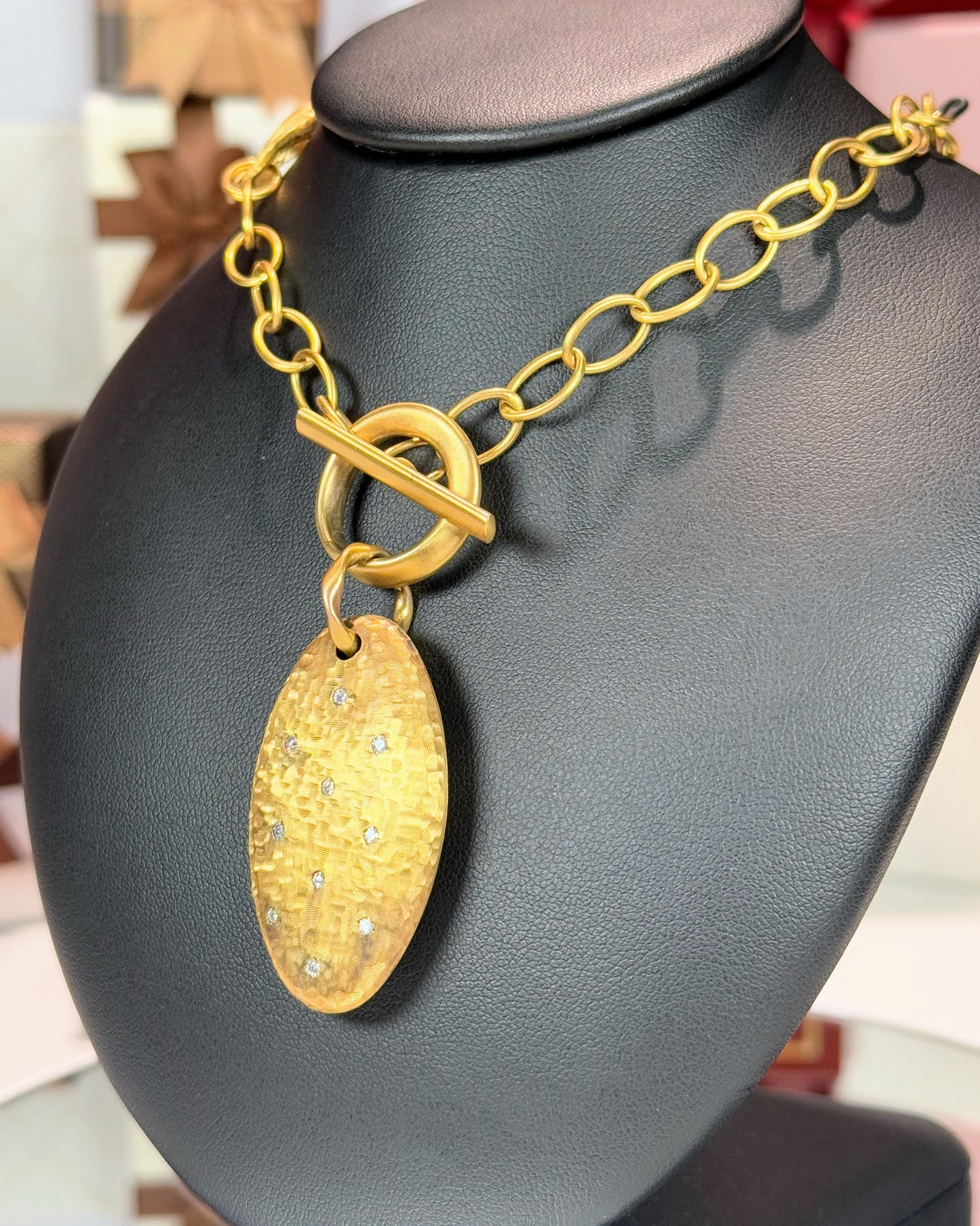 14k Yellow Gold Meteorite Pendant Necklace