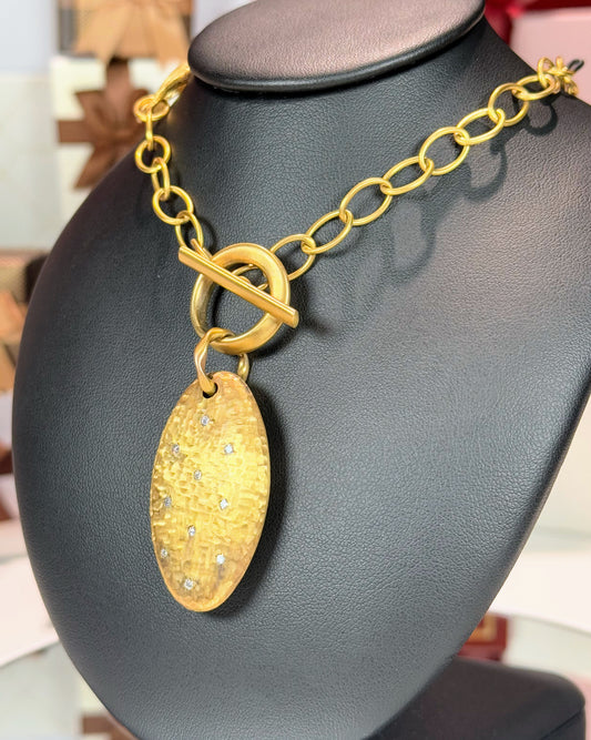 14k Yellow Gold Meteorite Pendant Necklace